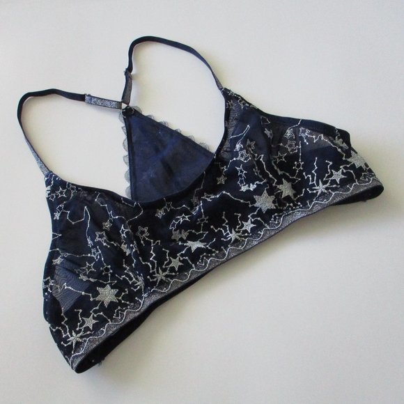 Free People Luna Bralette Navy Silver Stars Size S - Picture 7 of 7